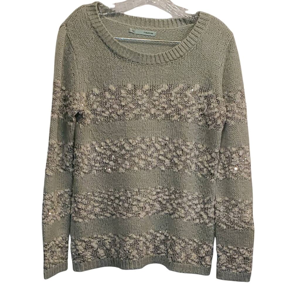 Maurices Teal with Sparkly Shiny Accents Knit Oversized Sweater Size Large